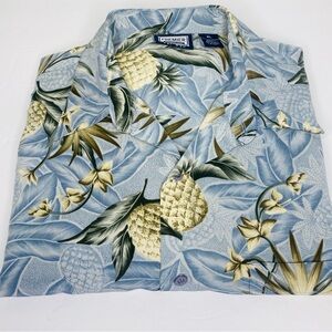 Premier Light Blue Tropical Pineapple Camp Shirt